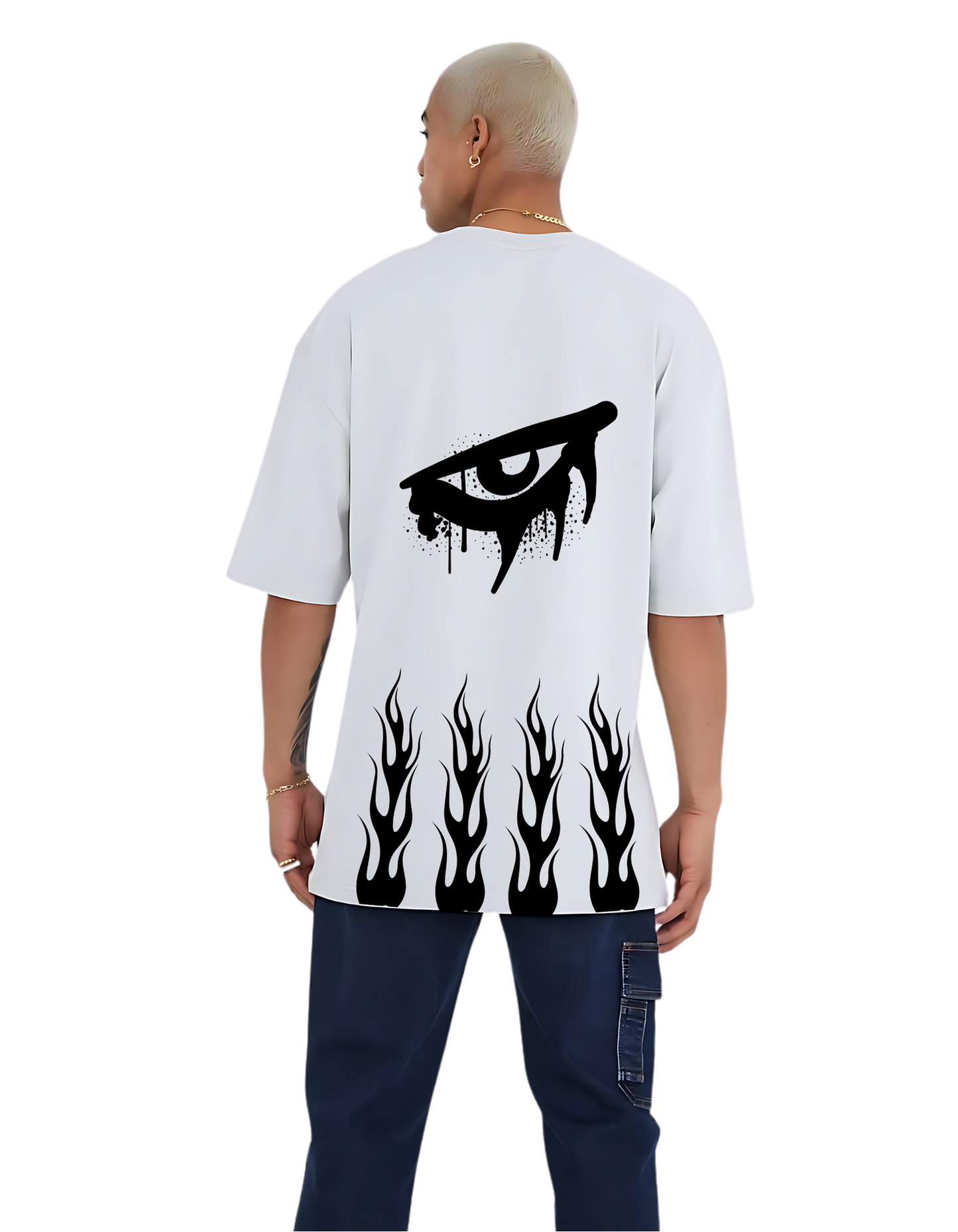 Rage Oversized Front & Backprint White Tee - Unisex