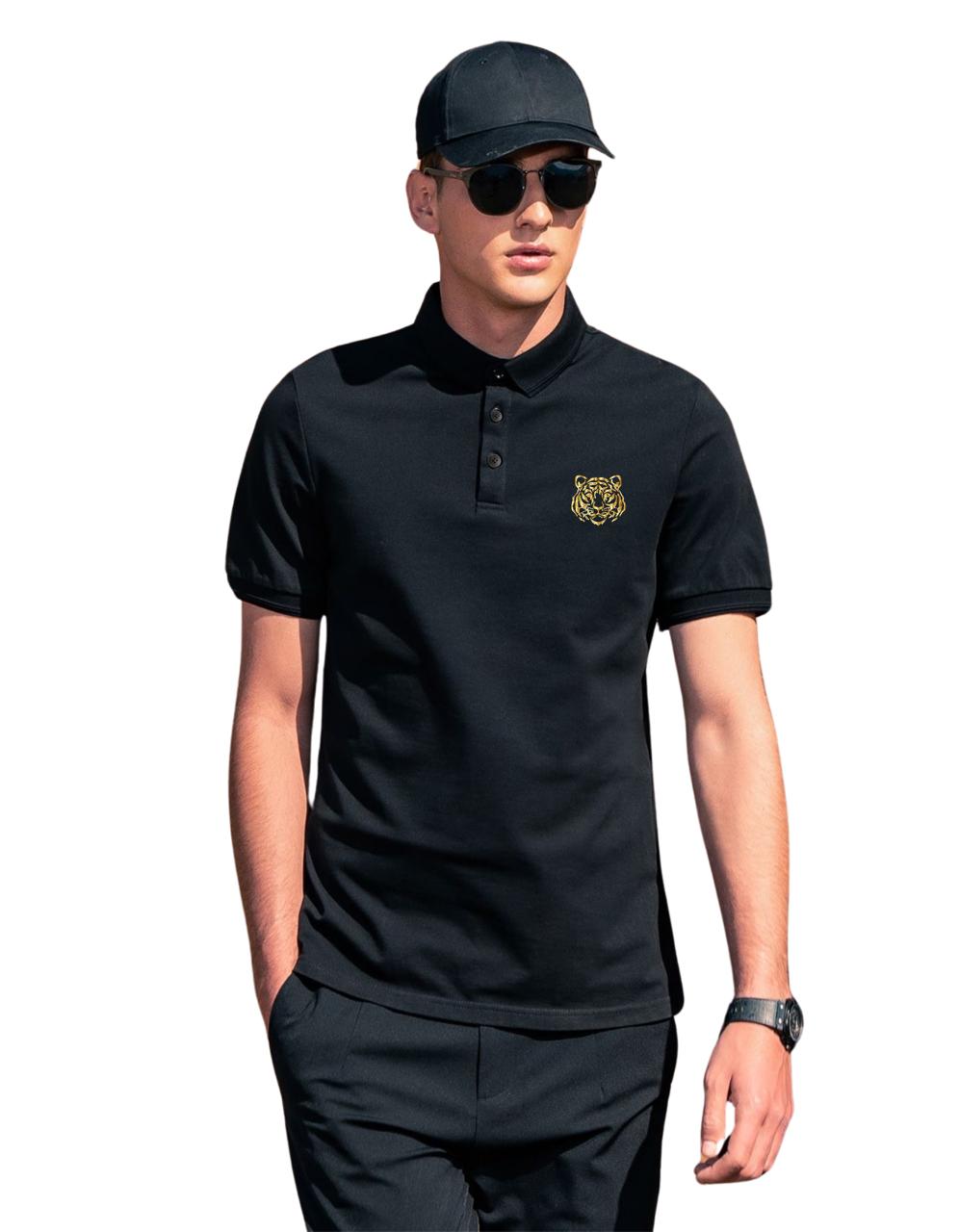 Mens Black Lion Polo T-shirt